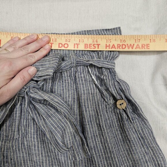 Joh‎ Blue & White Striped Linen High Waist Shorts With Belt & Button Details - Picture 7 of 12